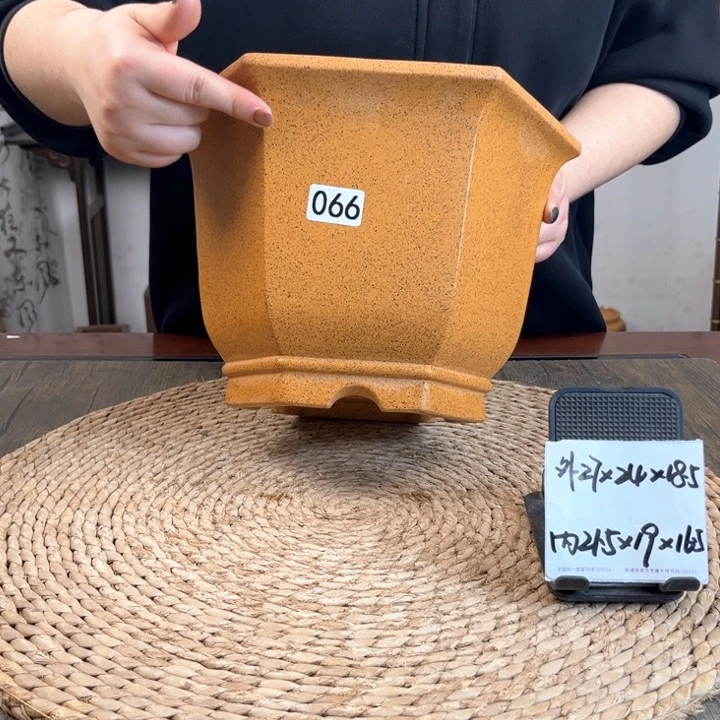 紫砂花盆柴烧大宫灯六方066