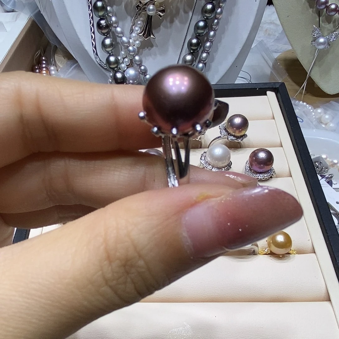 淡水珍珠耳钉银S925镶嵌