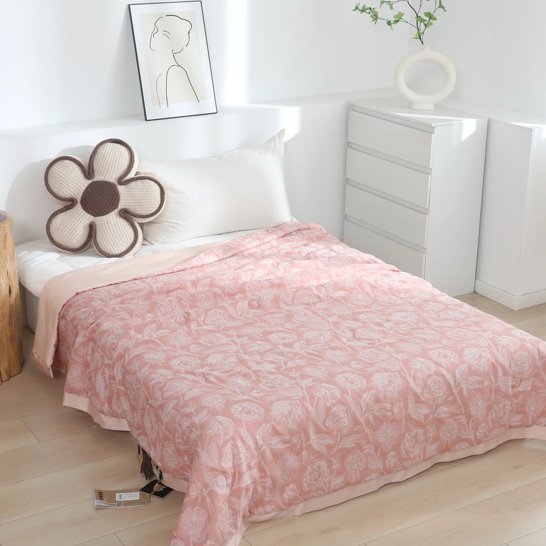 X【温婉粉】长绒棉贡缎夏被200*230cm