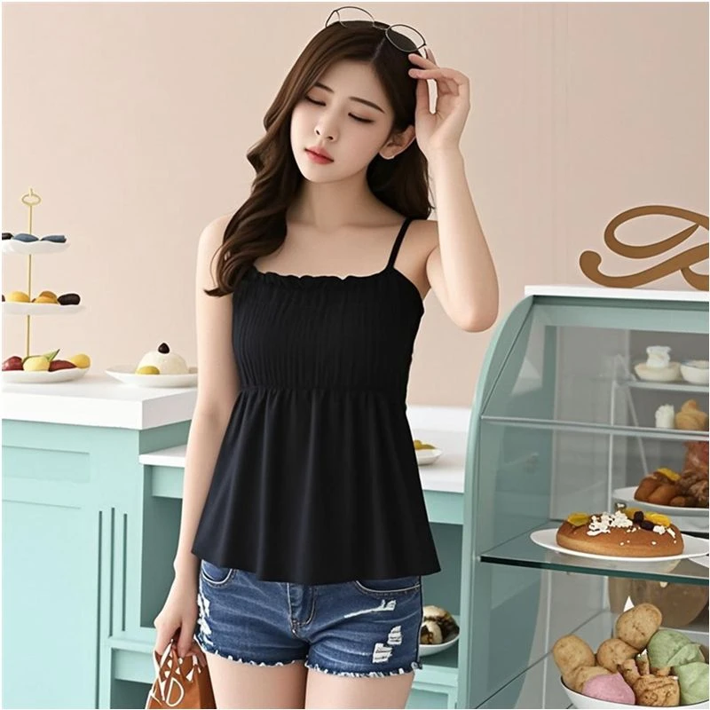 雪纺吊带女大码裹胸胖mm胖妹妹弹力短款遮肚子加肥内搭外穿小背心