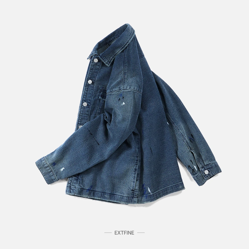 春秋日系复古设计感小众轻奢蓝染水系牛仔外套男夹克宽松高级感
