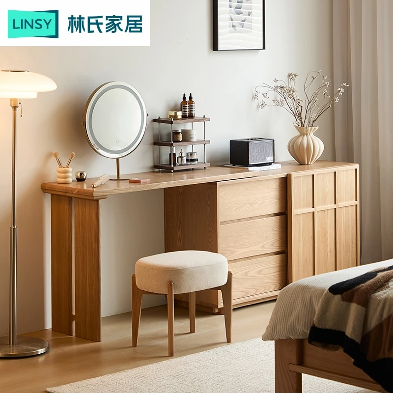 林氏家居全实木梳妆台2025新款白蜡木拐角化妆桌子续木系列YE1C-A