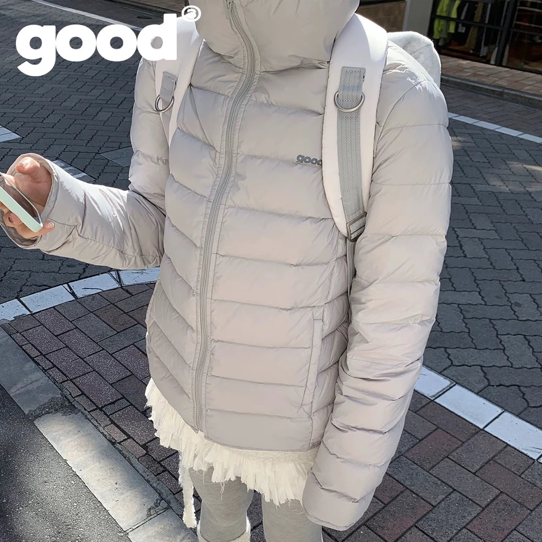 美好good小熊耳朵连帽基础款ins排骨羽绒服