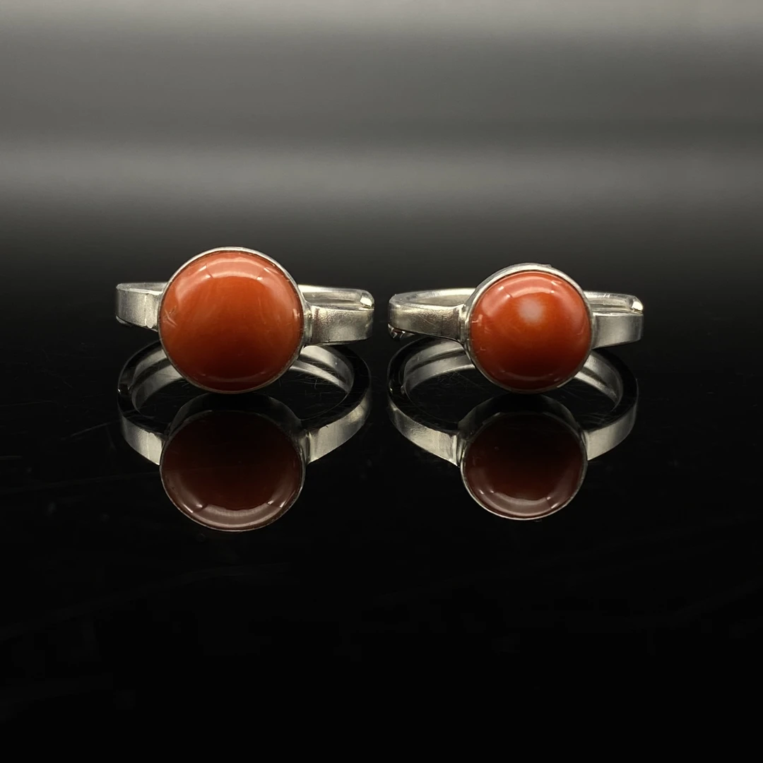 足银琉璃戒指 手工纯银戒指旭日蒙古元素民族风小众银戒指568 388