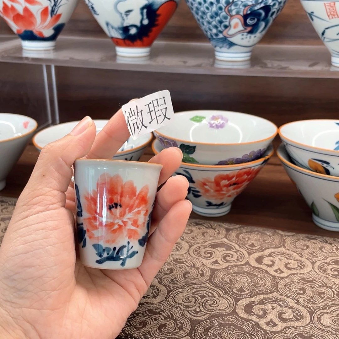 釉下手绘茶具微瑕