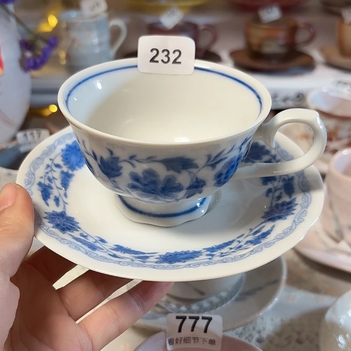 瓷片骨瓷釉下清华咖啡杯