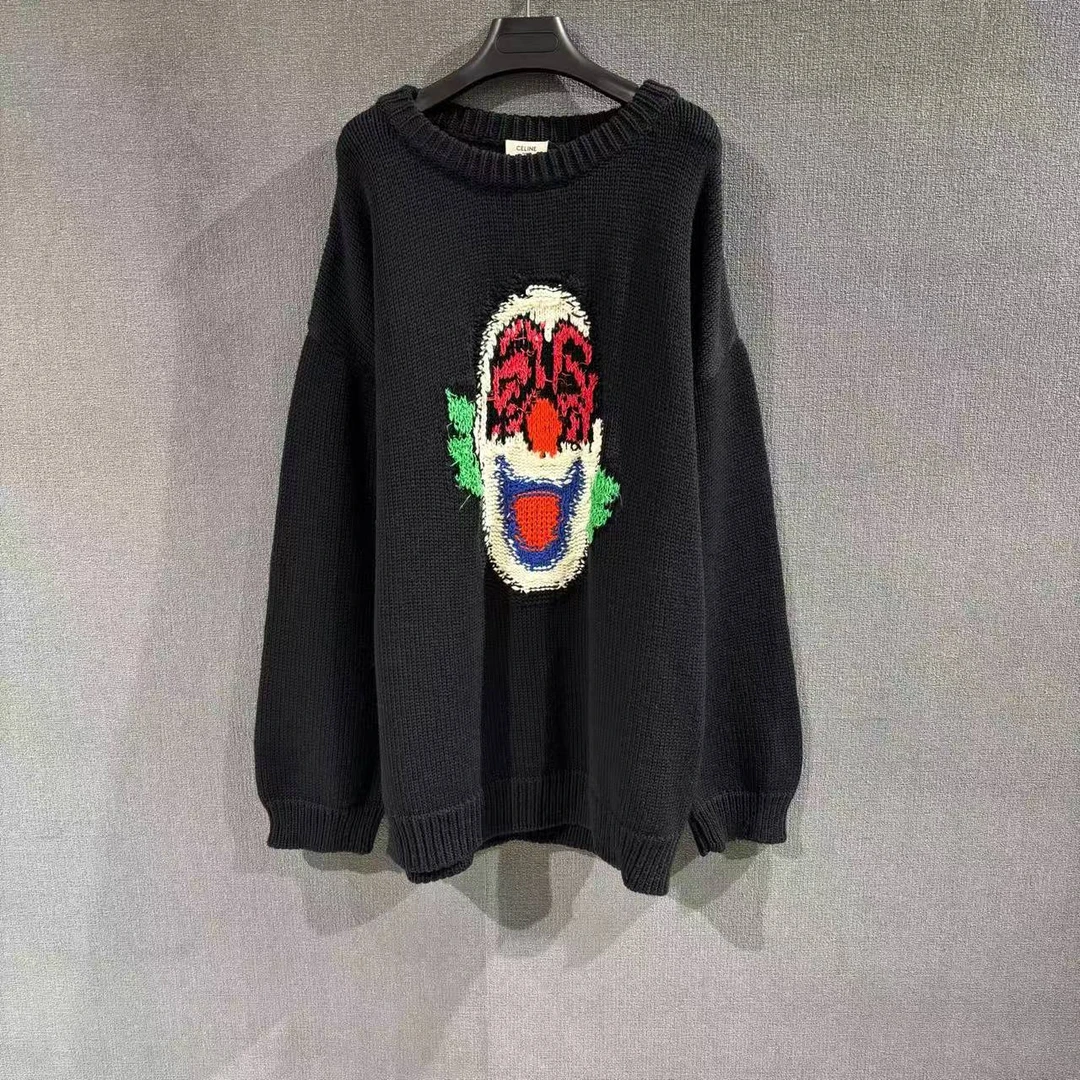 95新 Celine/思琳 （pm）小丑图案羊毛毛衣 95新L码/8695