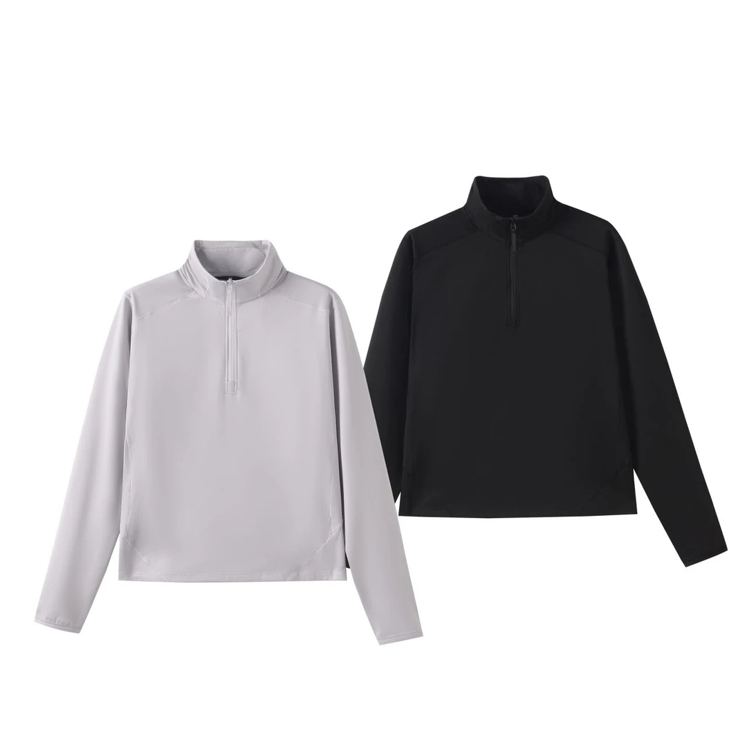 0121【春季新款】潮牌纯色百搭半拉链抓绒衫