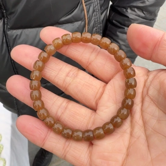 和田玉手链未镶嵌新疆且末金山糖7x6