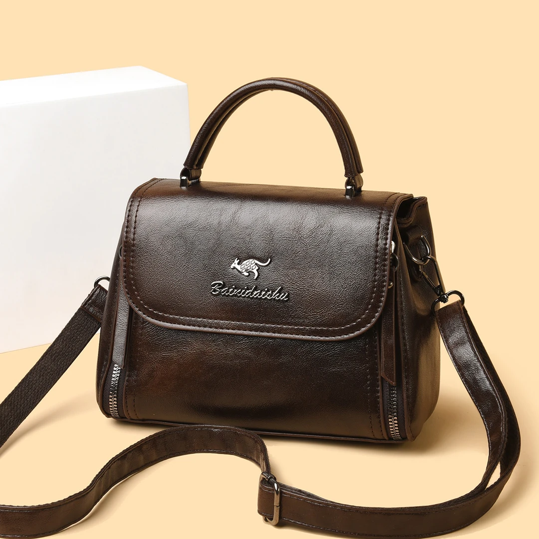 时尚单肩斜挎包2055 咖色 长22高17