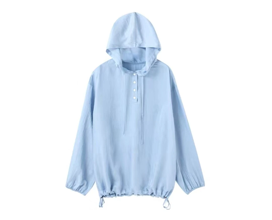 8081 “跨界漫游”轻松自由感 时尚法式休闲风夏季宽松 长袖帽衫