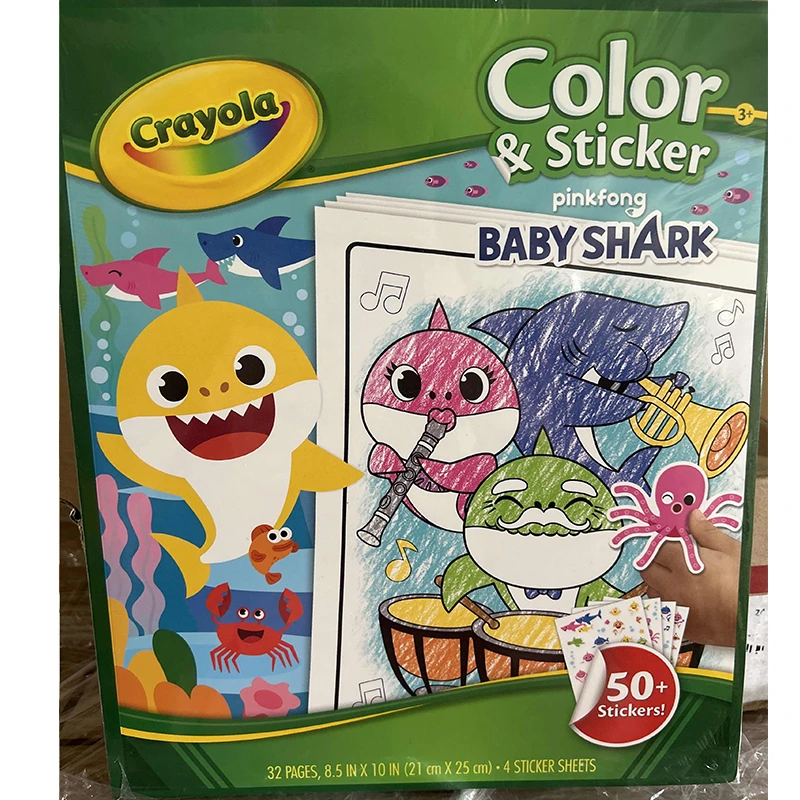 鲨鱼宝宝贴纸填色册小学生幼儿生日礼物涂鸦涂色美术贴纸04-0813