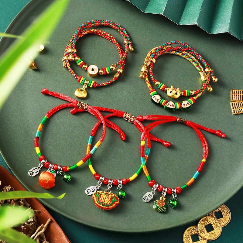端午节红绳手链手工diy编织五彩绳粽子手绳金榜题名礼物香包香囊