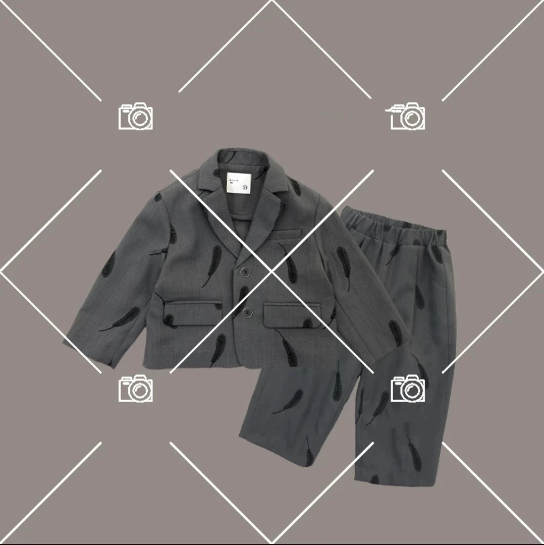 3903潮流时尚百搭洋气炸街男女童春秋西装外套长裤两件套