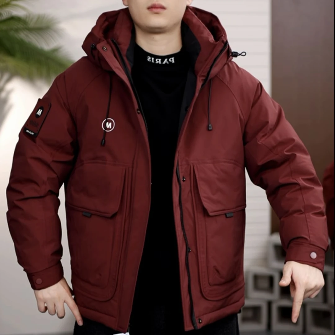 2025冬男士连帽云绒防寒滑雪服冷冬时尚外套夹克8819