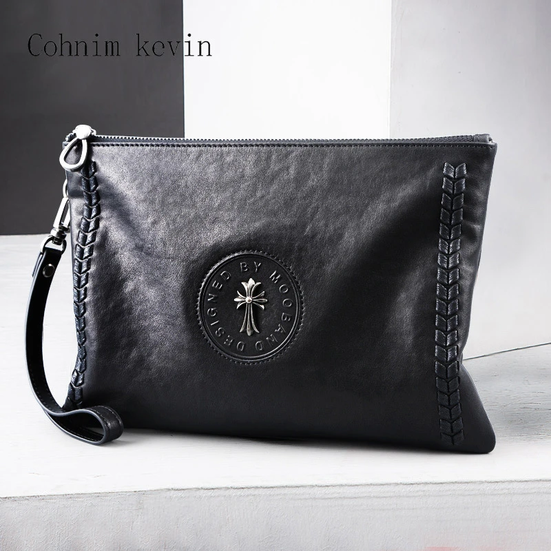 Cohnim kevin手拿包男士真皮2025新款商务钱包头层牛皮时尚手抓包