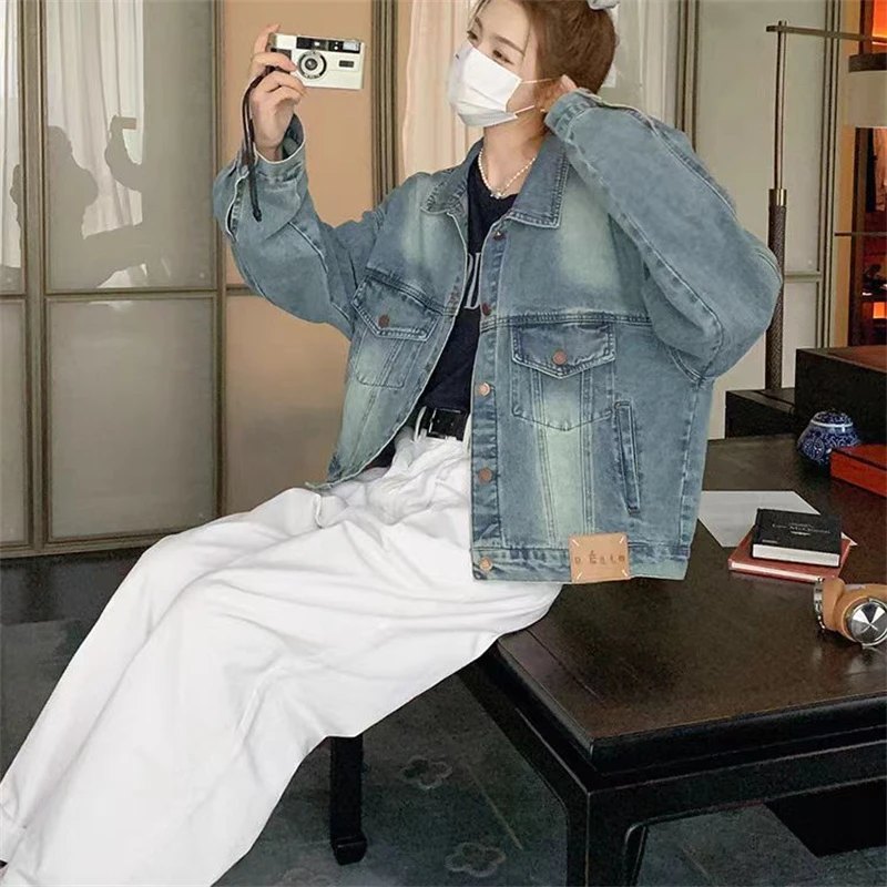 2025学院风时尚水洗牛仔短外套女春秋新款休闲显瘦小个子美式夹克