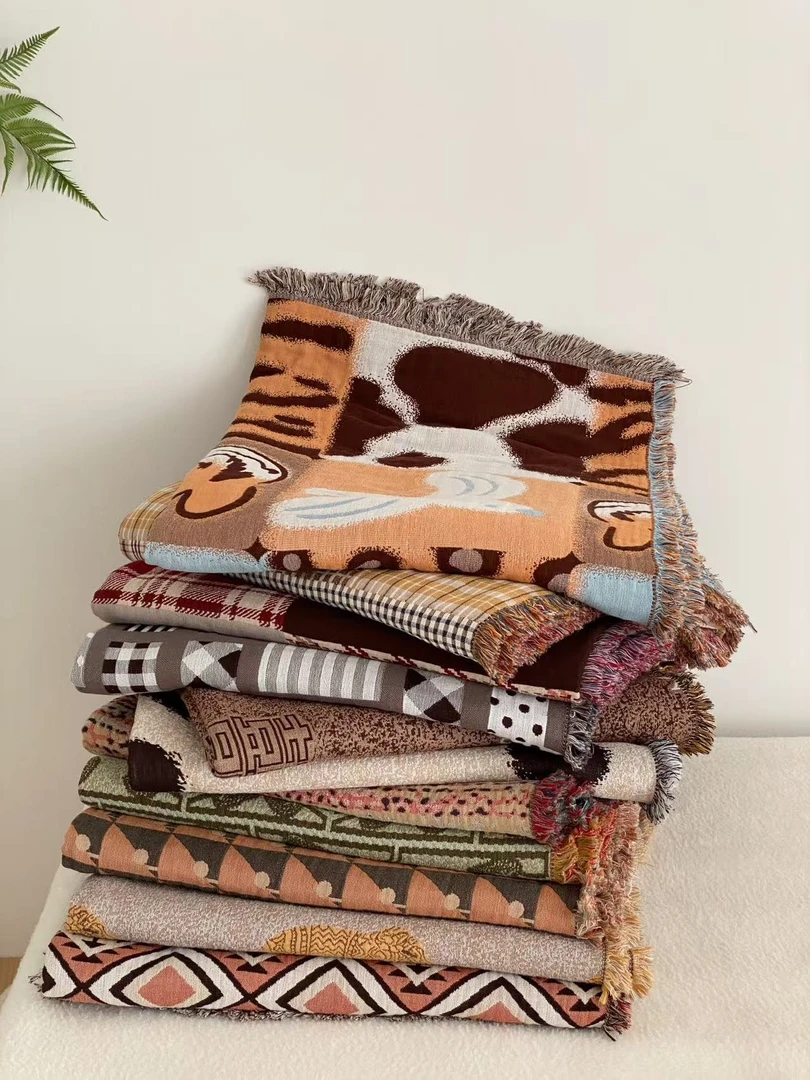 [[DCZS]]多功能纱布毯-四层棉纱可铺可盖民族风编织