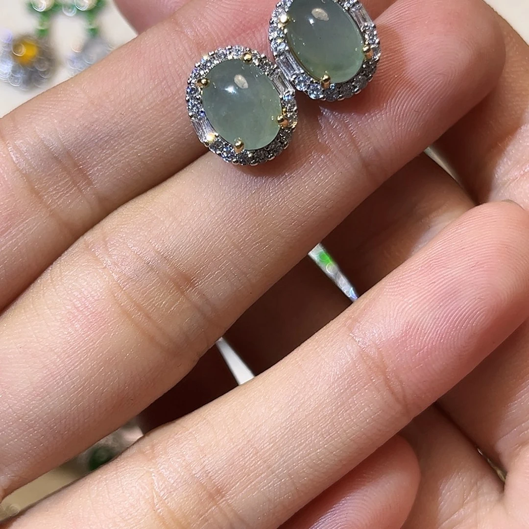 翡翠未镶嵌耳饰翡翠耳钉