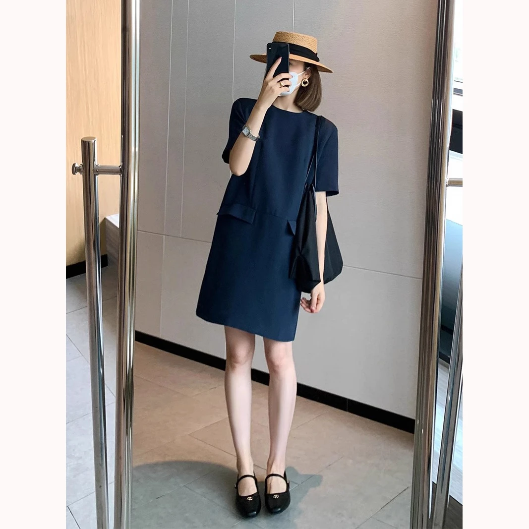 御姐大码连衣裙春夏装小香风宽松裙气质女神范设计感职业感中长裙