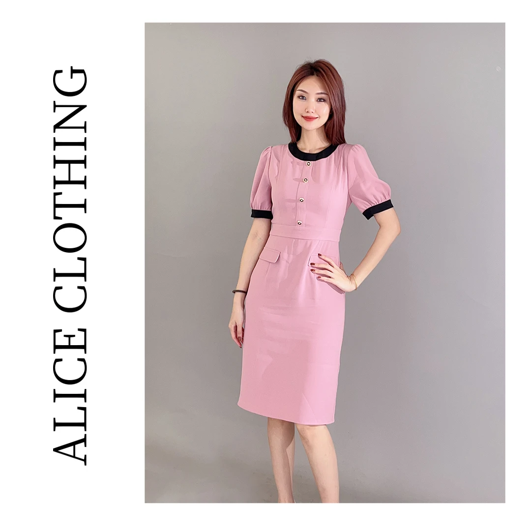 1【ALICE “甜梦如初”通勤连衣裙】优雅拼色 时髦显瘦 H2137185Q