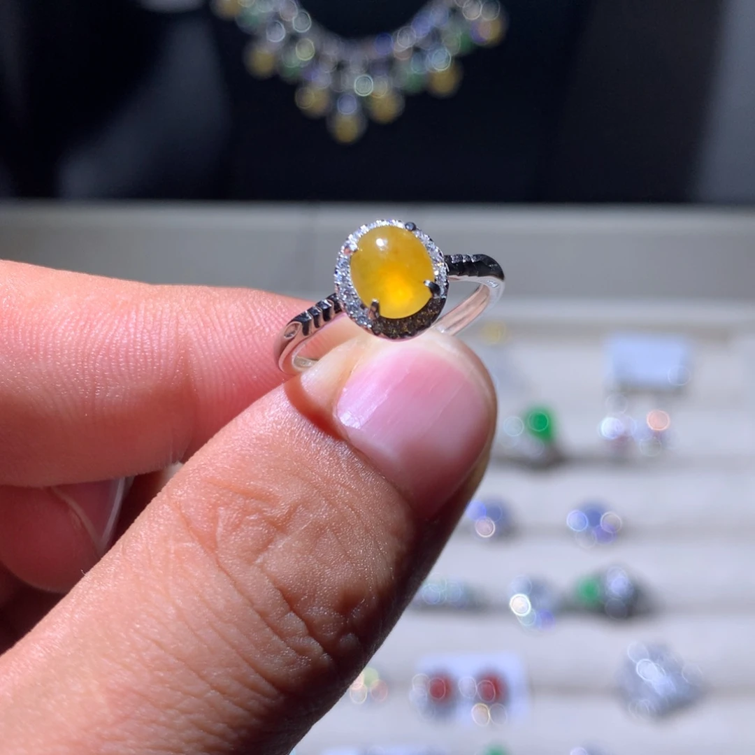 翡翠银S925镶嵌耳饰46