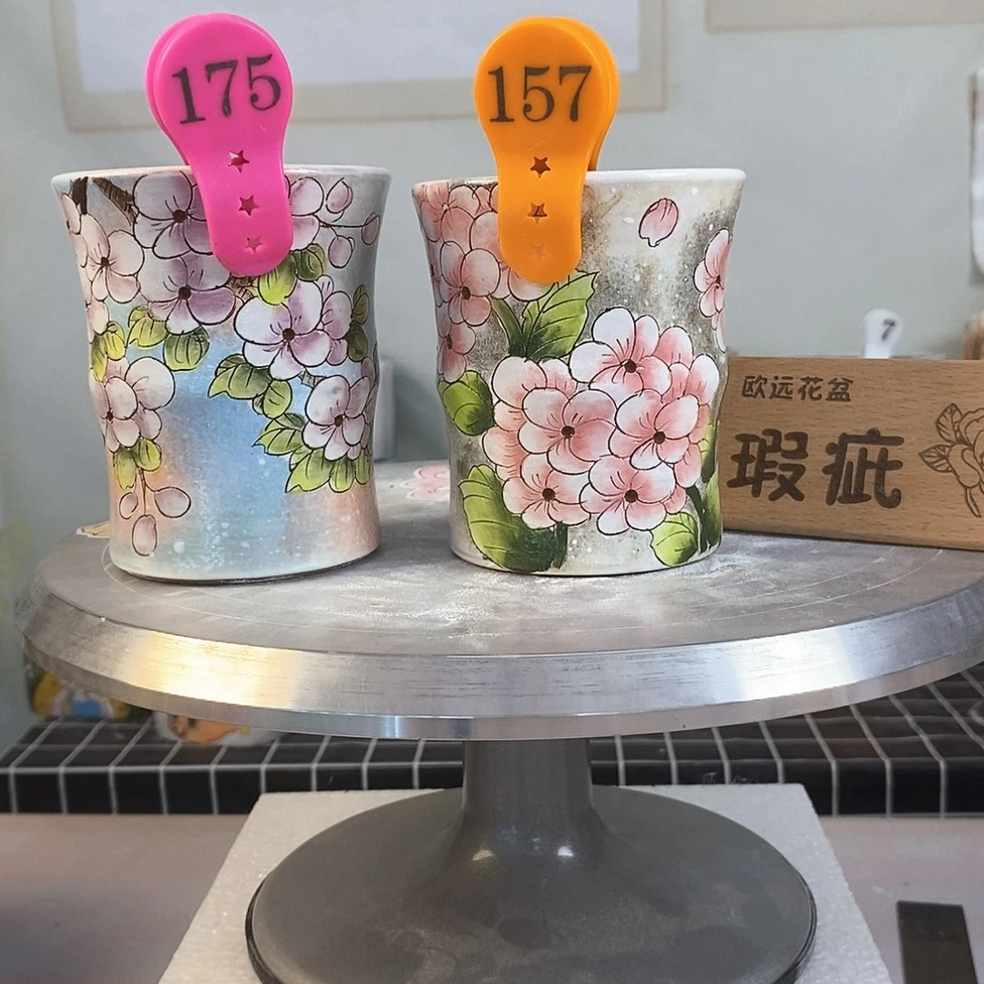 花盆紫砂红陶手绘花盆