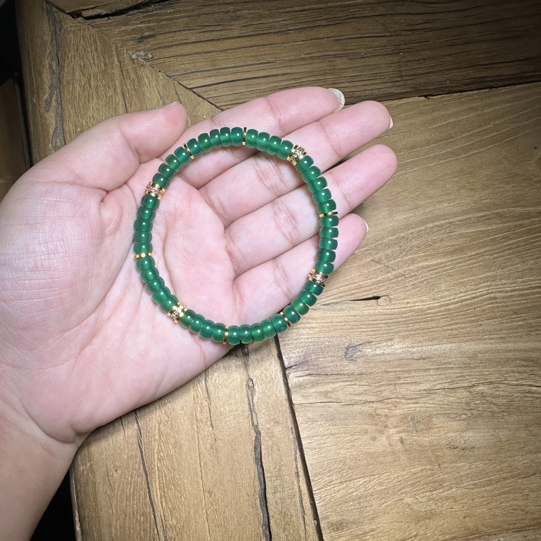 绿玛瑙药片单圈+金属隔片K495