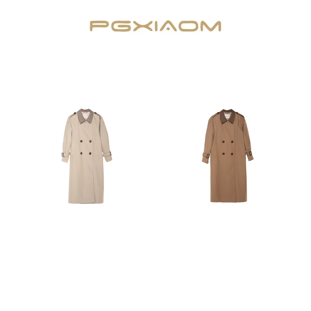 【PGXIAOM】润秀定制浅杏绿 杏仁棕撞色风衣外套FY4343（卡码往小拍）