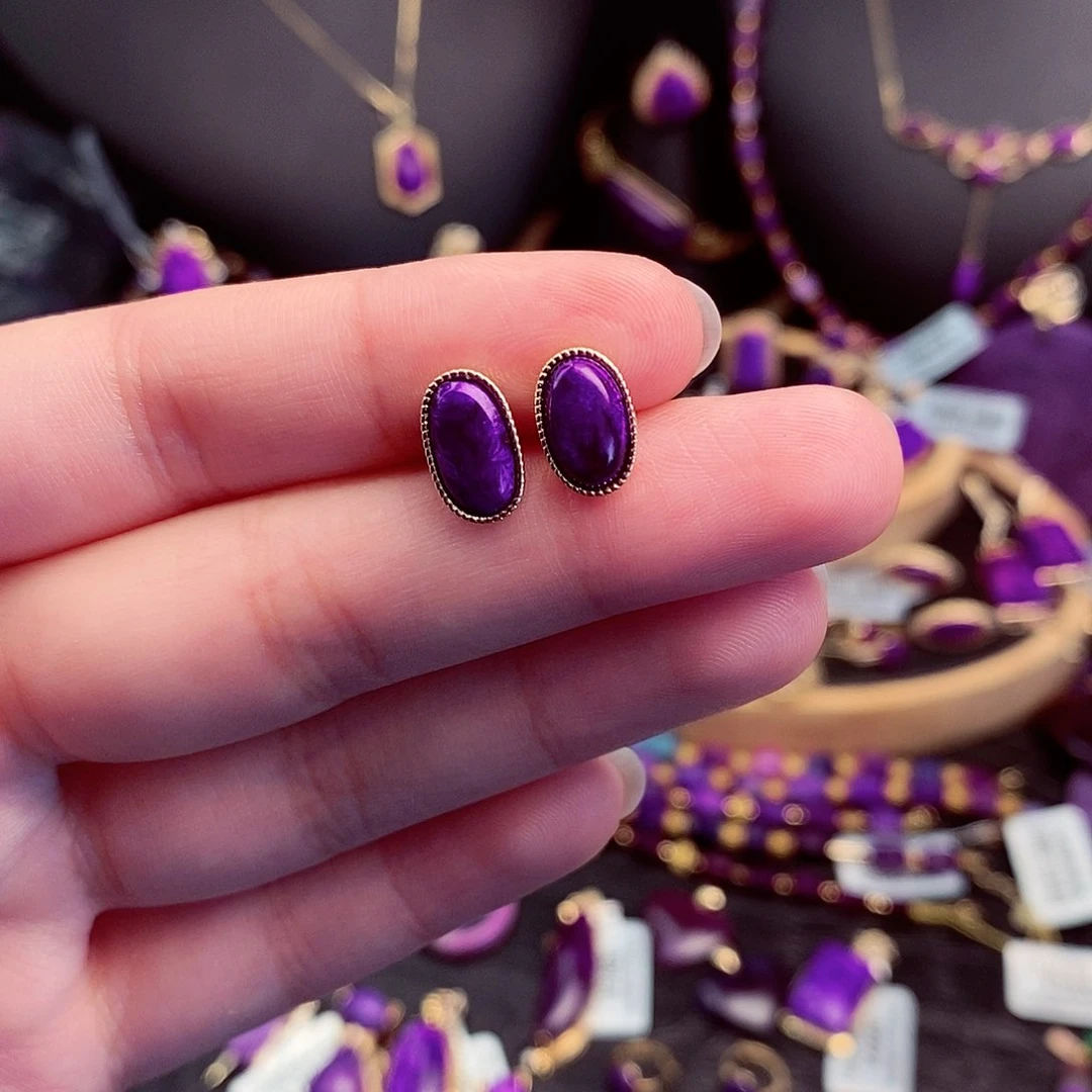 苏纪石（舒俱来）耳饰18K金镶嵌