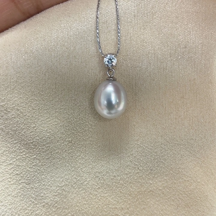 吊坠(不含链)银S925镶嵌海水珍珠9-10mm8号