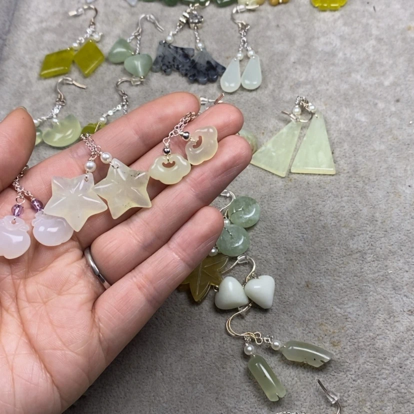 【闪购商品】蛇纹石玉挂件耳饰耳环项链未镶嵌༄****