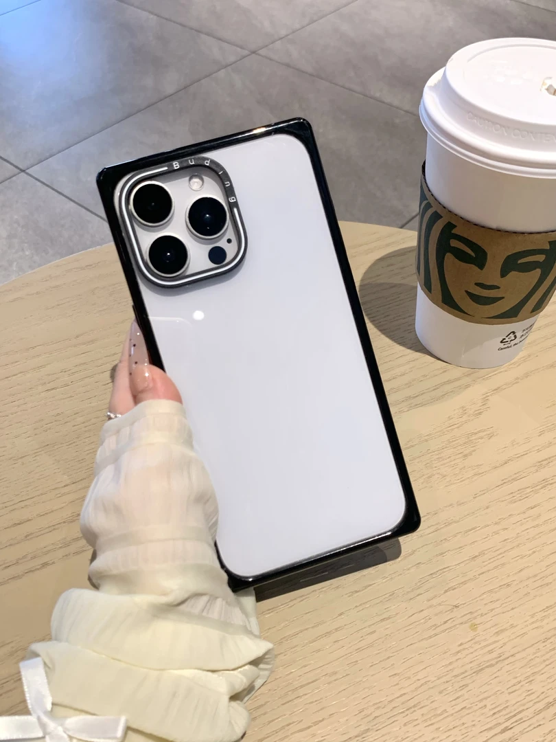 纯色高级奶方直角方形系列适用iPhone16/15ProMax手机壳防摔ins女