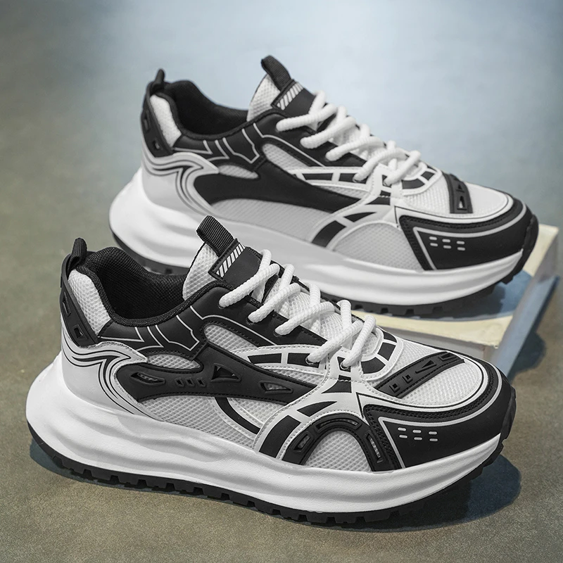 老爹鞋男款2025新款夏季透气网面运动鞋男潮流百搭增高休闲跑步鞋