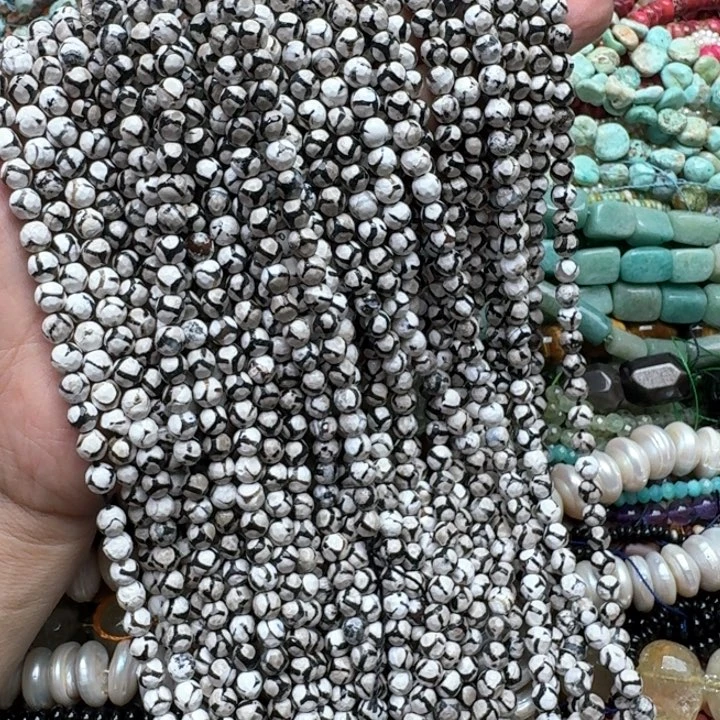 合金玛瑙/玉髓珠宝半成品一条6mm天朱