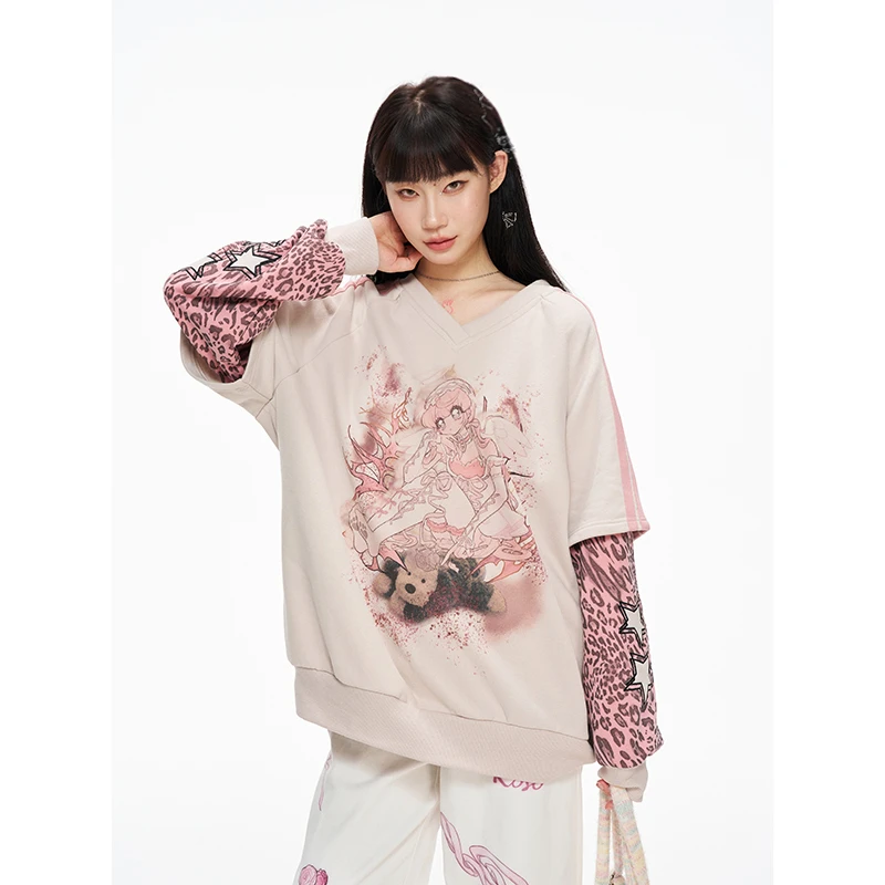 Kyoukobaby 灵奇奇联名款 拼接豹纹元素长袖卫衣