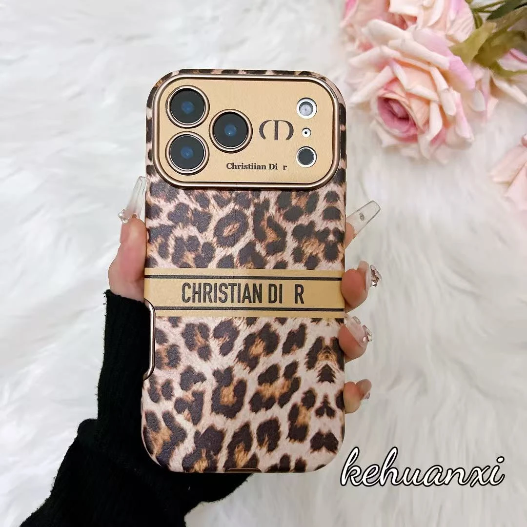 大视窗豹纹皮质女款潮牌适用于苹果17Promax创意防摔手机壳