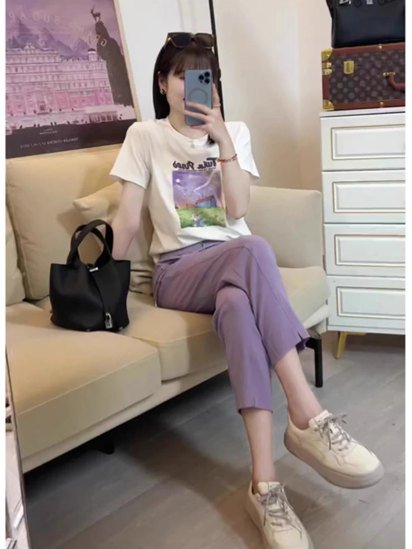 小个子穿搭一整套夏季套装2025新款女休闲高级感显瘦短袖两件套女