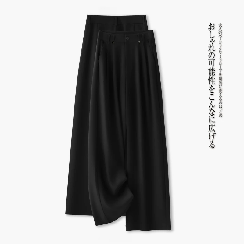 灰色阔腿裤女夏季薄款2025新款高腰显瘦垂感直筒休闲阔腿裤