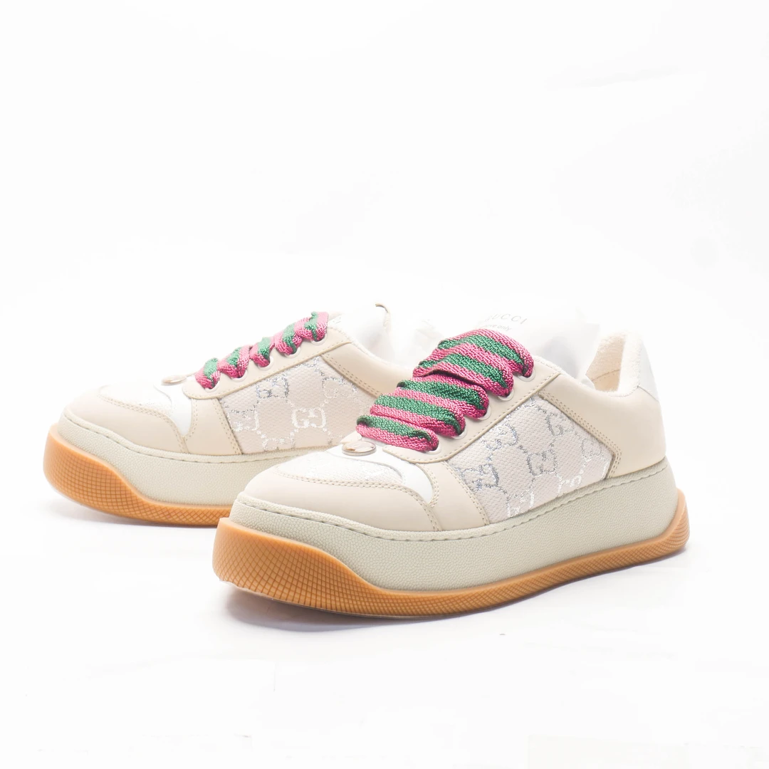 99新 GUCCI/古驰 /37.5/米色小胖丁鞋