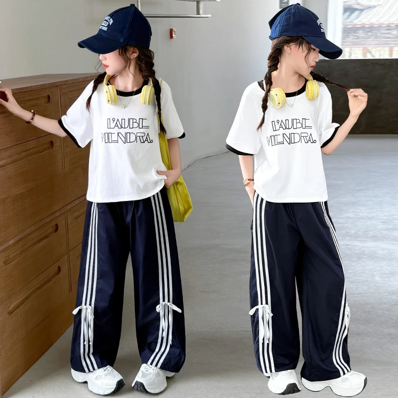 女童潮童夏装套装潮款新款中大童洋气短袖儿童夏季薄款裤子两件套