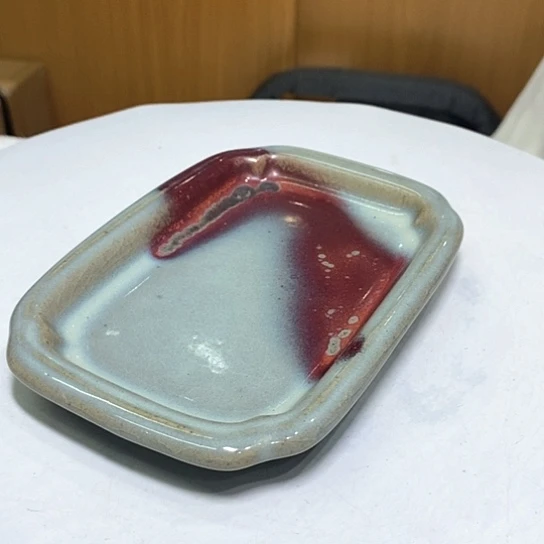盘钧窑支钉烧小方盘子