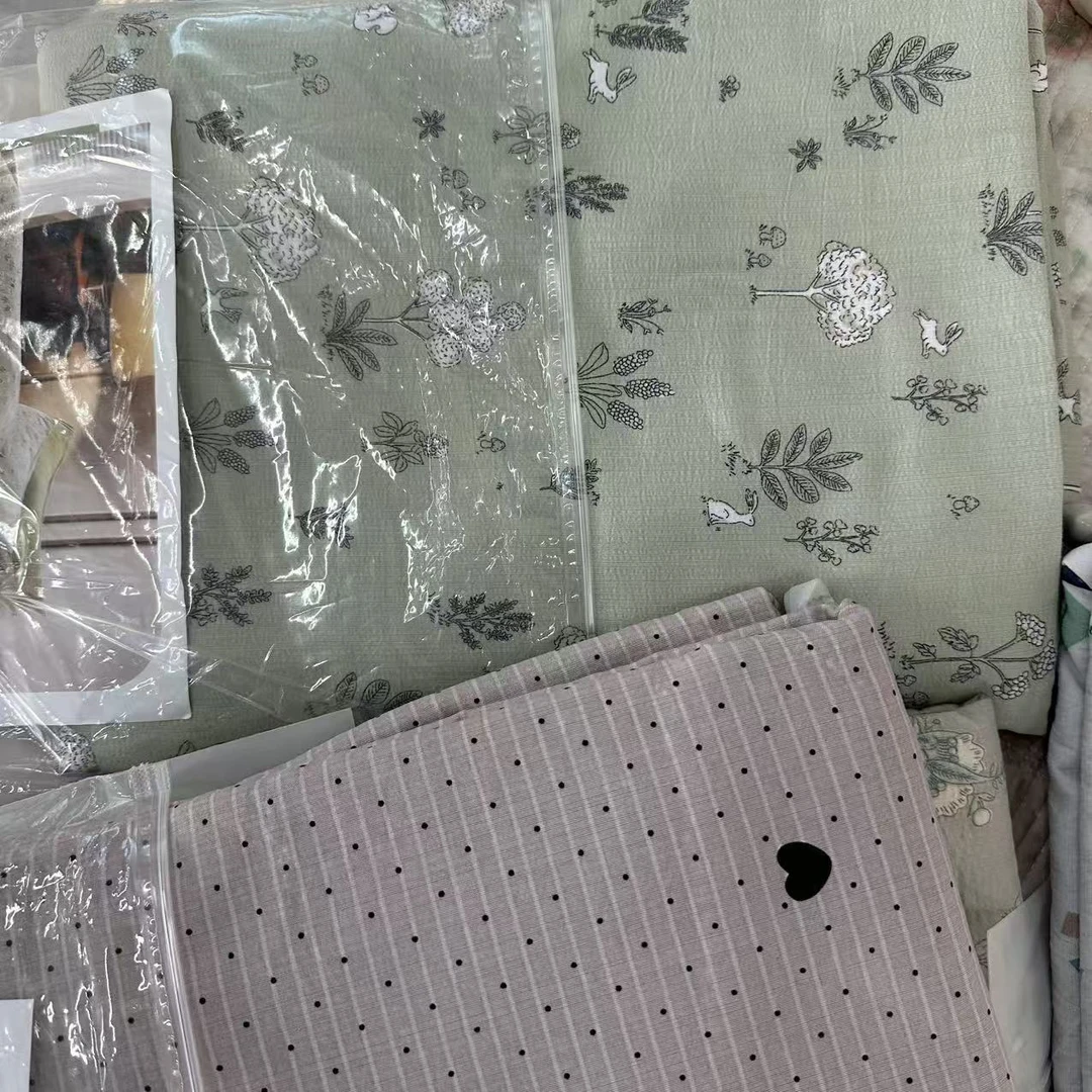 新款福利皱皱纱被套粗布三件套