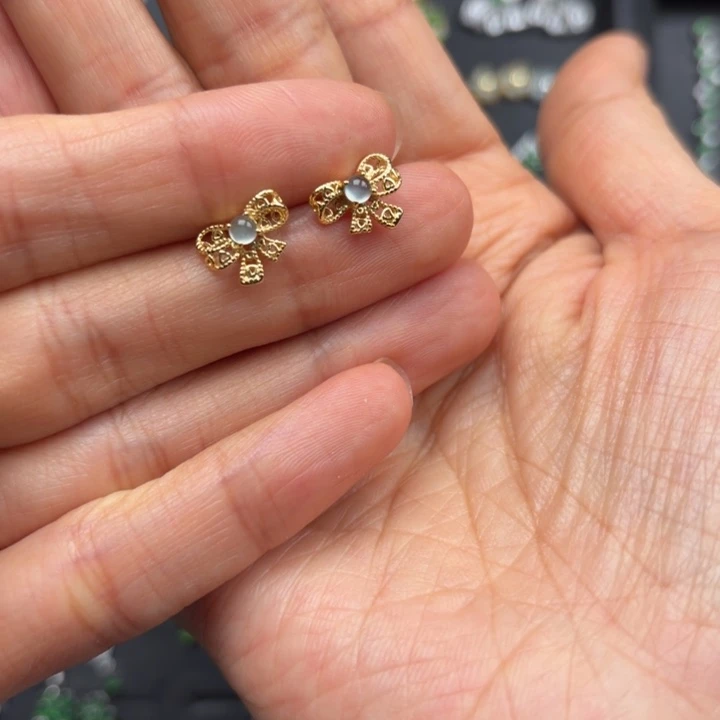 翡翠银S925镶嵌耳饰