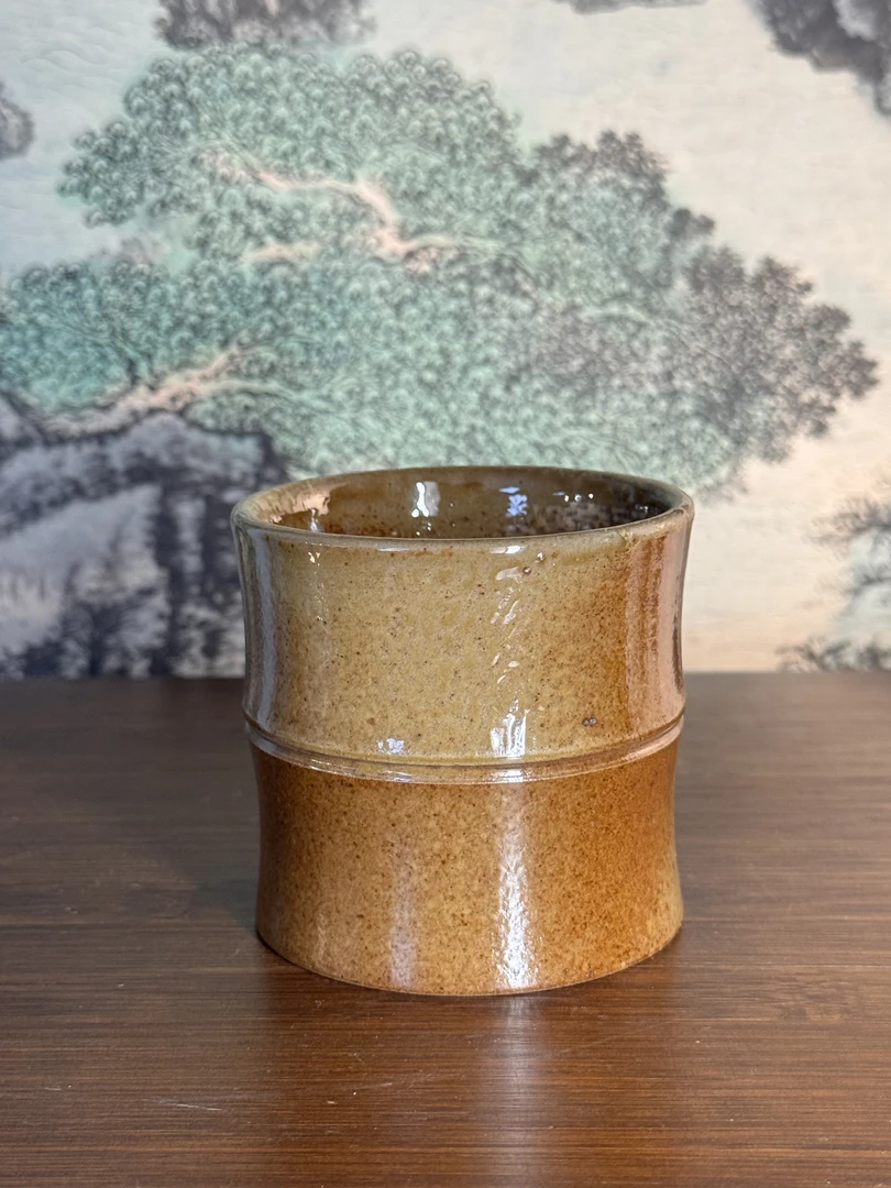 窑宝主人杯 竹节杯高温柴烧 五色土手工儒陶