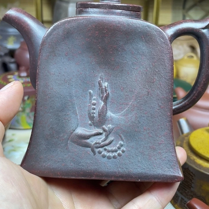 紫砂茶壶紫砂壶铁血红砂金钟400cc