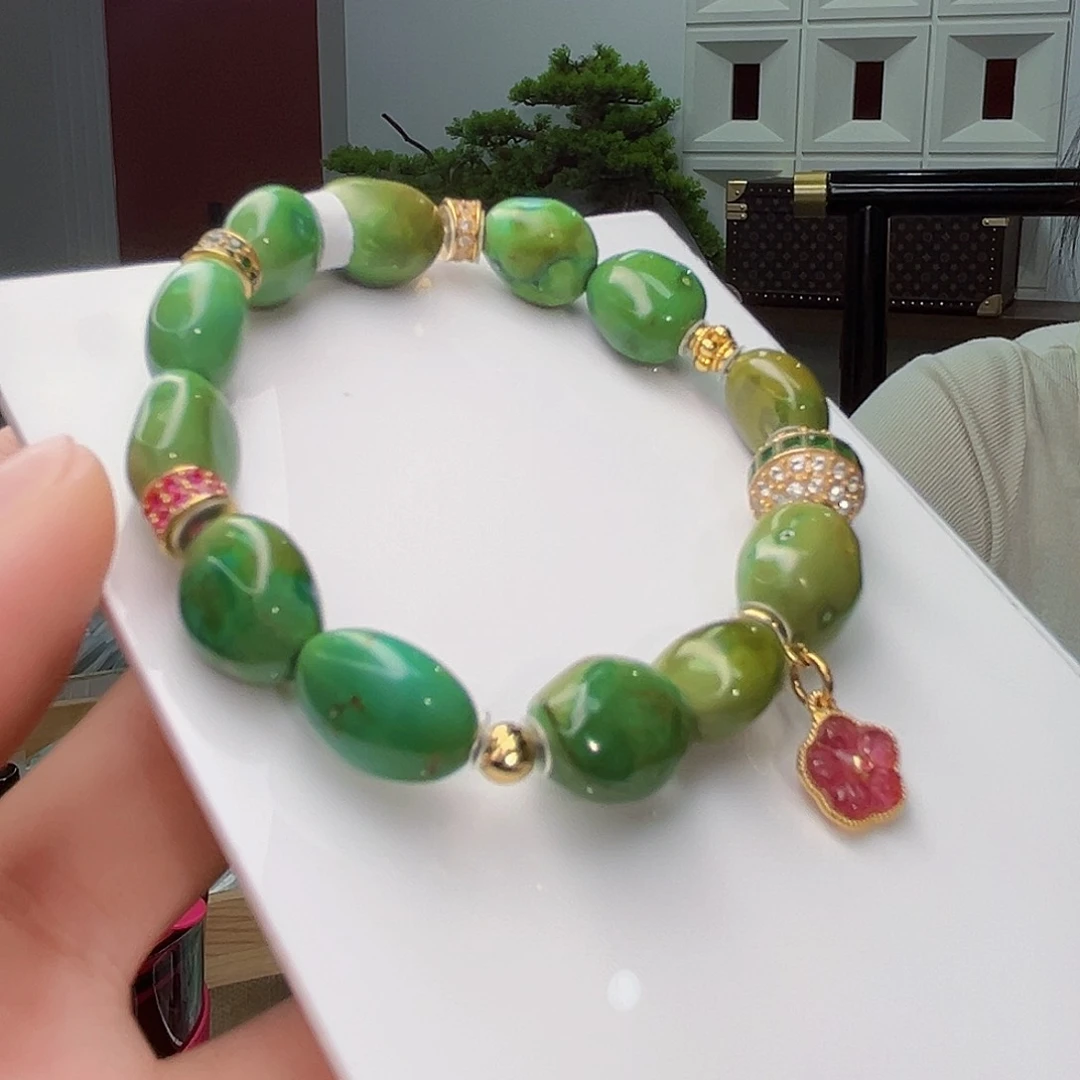 绿松石珠宝奇石18K金镶嵌