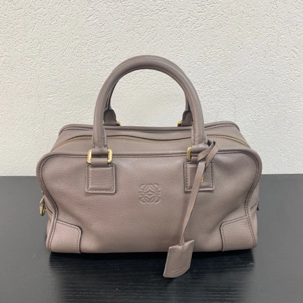 95新 LOEWE/罗意威 复古咖色Amazona波士顿手提公文包 124235