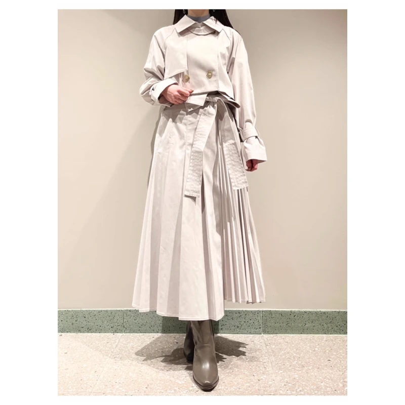 【DD外贸】 S 春夏新款  时尚纯色系带不规则百褶半身裙