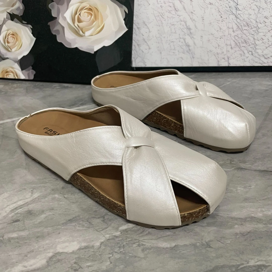 【镇店之宝】001法娜微35-43法式小香风镂空包头半拖夏外穿